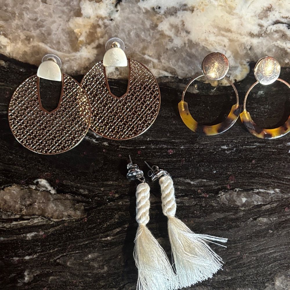 Set of Three Stylish Earrings